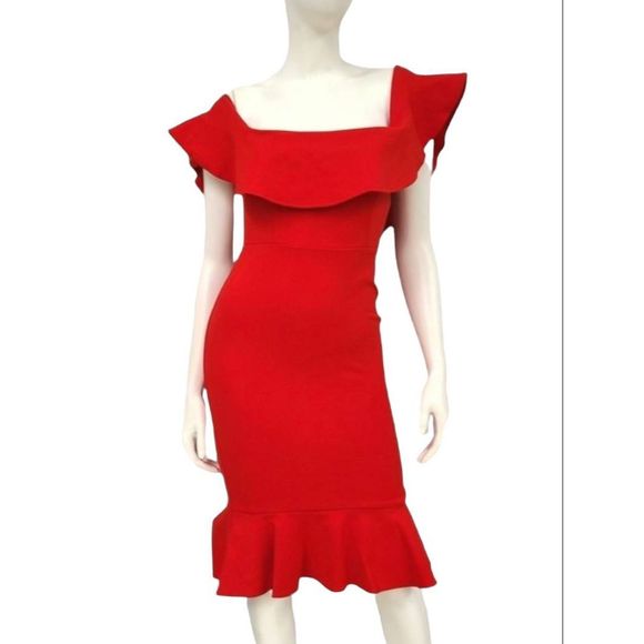 NWT Forever 21 Red Off Shoulder Dress Medium - Picture 3 of 7